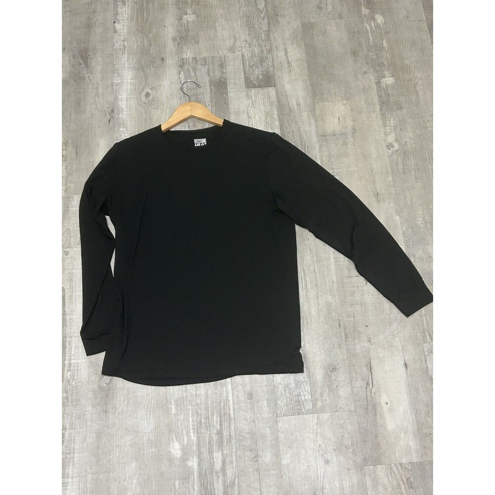 Women's 32 Degree Heat Black Long Sleeve Stretch Tee L Crew neck Poly blend